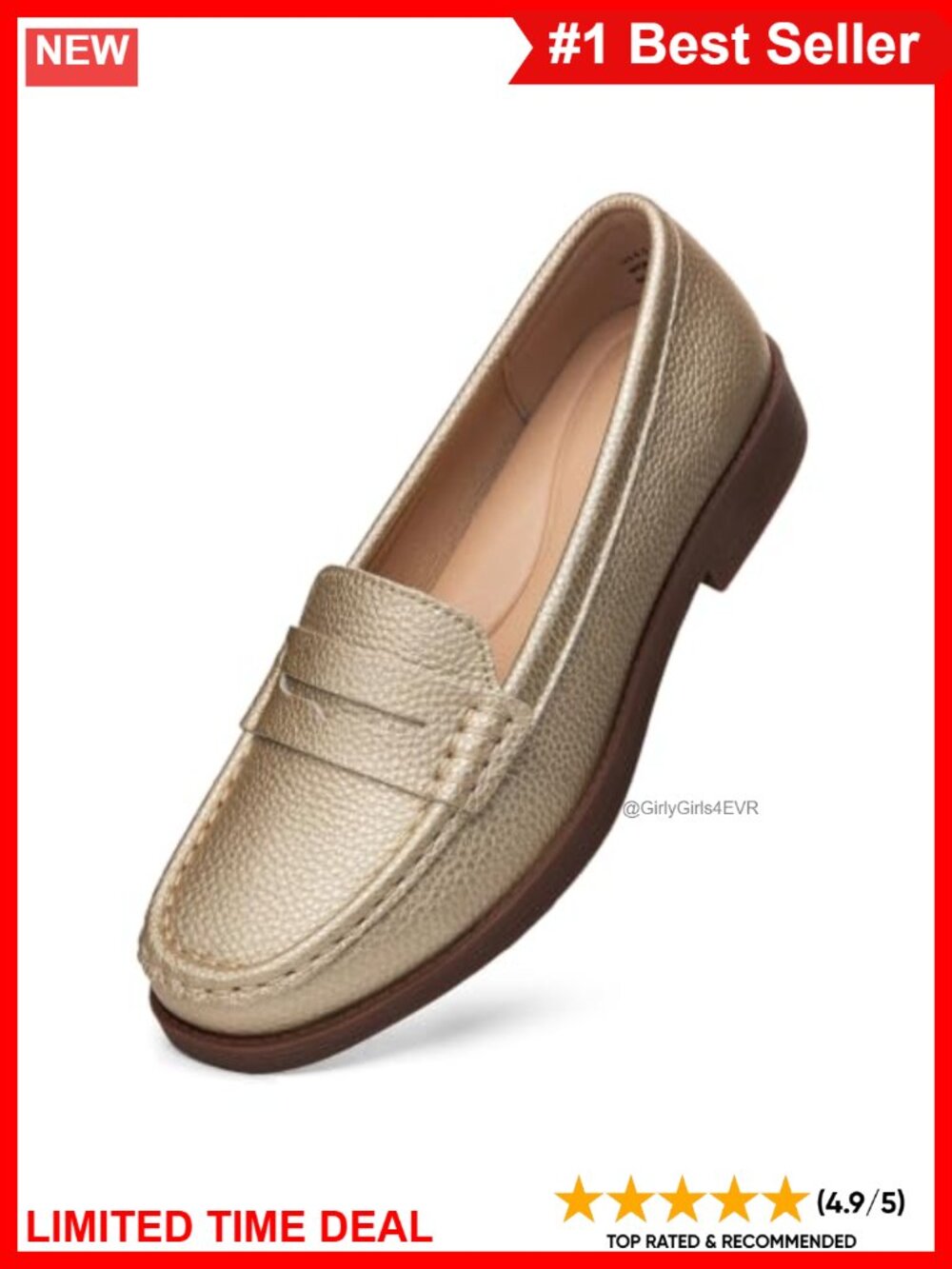 Leather Penny Loafers Slip-On Low Block Heel Business Casual Work Shoes